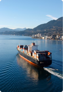 Container ship moving across open water