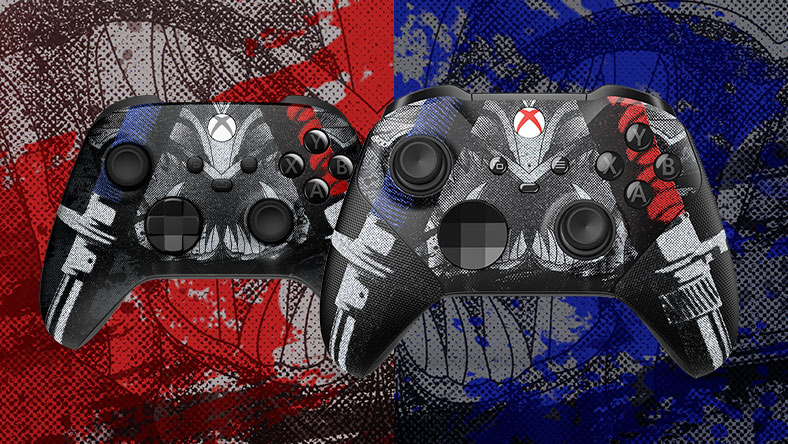 Both Xbox Wireless Controller and Xbox Elite Wireless Controller Series 2 - NINJA GAIDEN 4 controllers side by side.